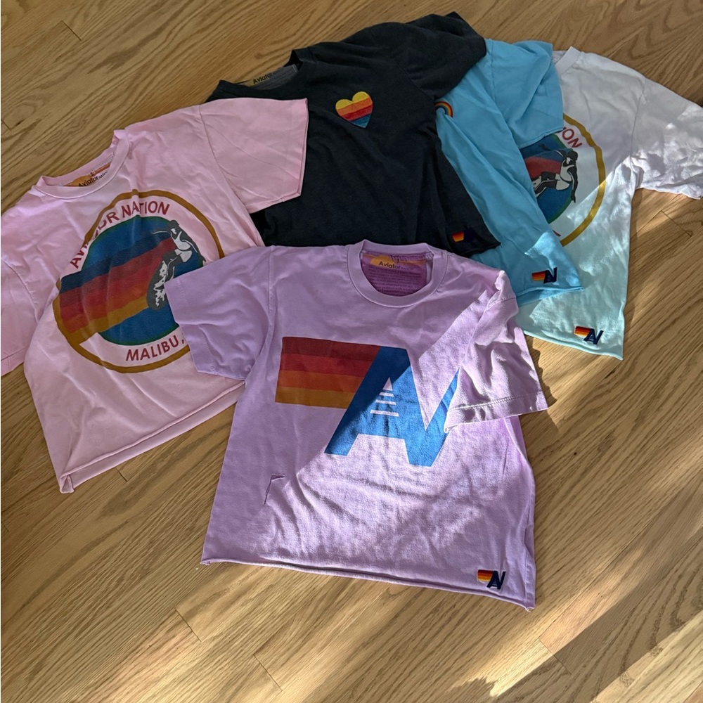 Aviator Nation Boyfriend Tees - lot of 5-Pink, Grey, Blue, Tye Dye, Purple